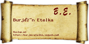 Burján Etelka névjegykártya